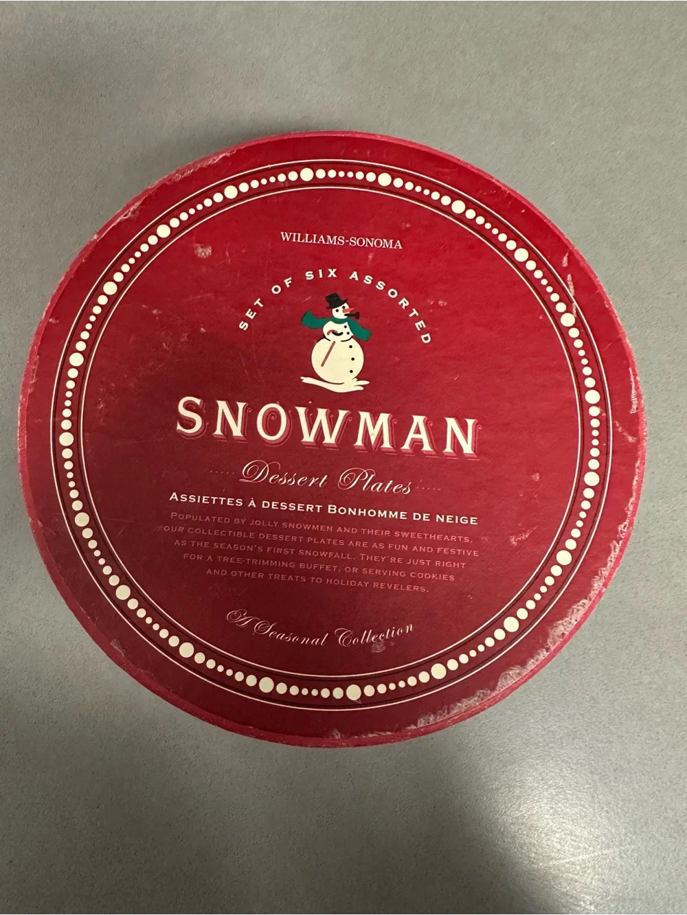 Vintage Williams Sonoma Snowman Dessert Plates new in box